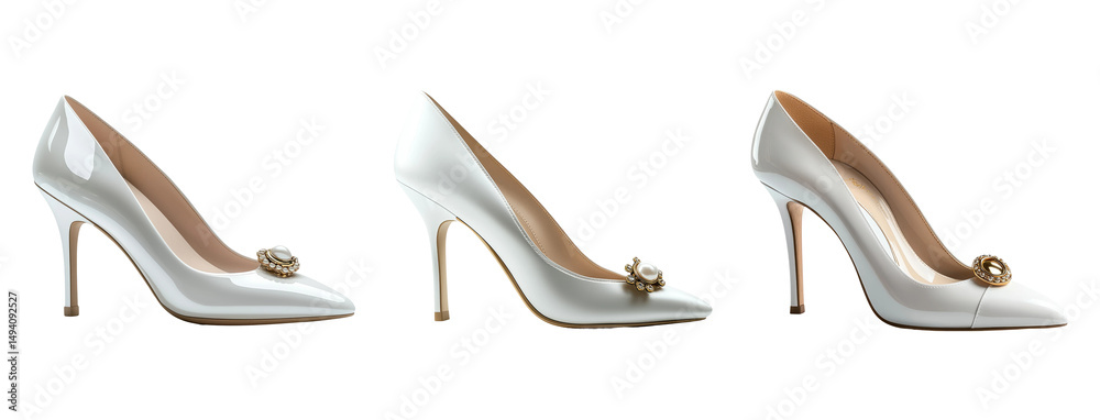 Obraz premium Elegant White High Heels with Transparent Background for Fashion Display