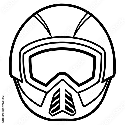 Black Ski Helmet Silhouette Vector on White