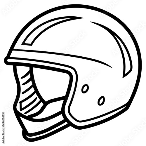 Black Ski Helmet Silhouette Vector on White