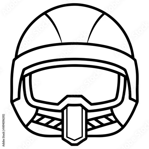 Black Ski Helmet Silhouette Vector on White