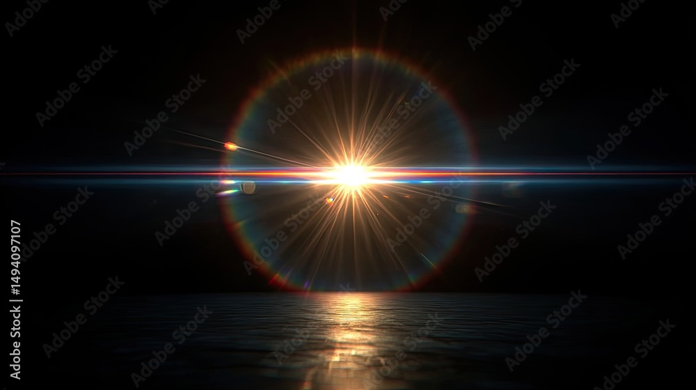 Obraz premium A radiant light source creates a vibrant halo effect against a dark background, evoking a sense of wonder.