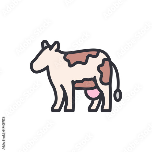Cartoon Cow With Pink Udder Isolated On A Transparent Background