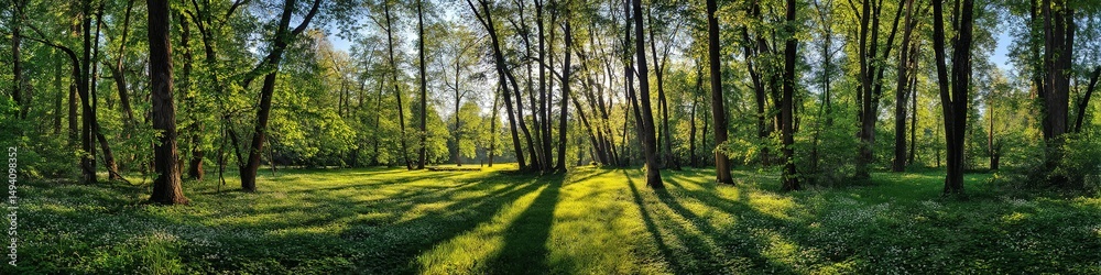Fototapeta premium Sunlight Dappled Forest Path