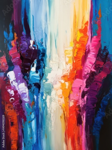 Abstract composition showcasing vibrant colorful brushstrokes and dynamic energy