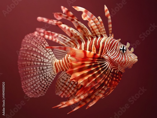 Striking Red and White Lionfish