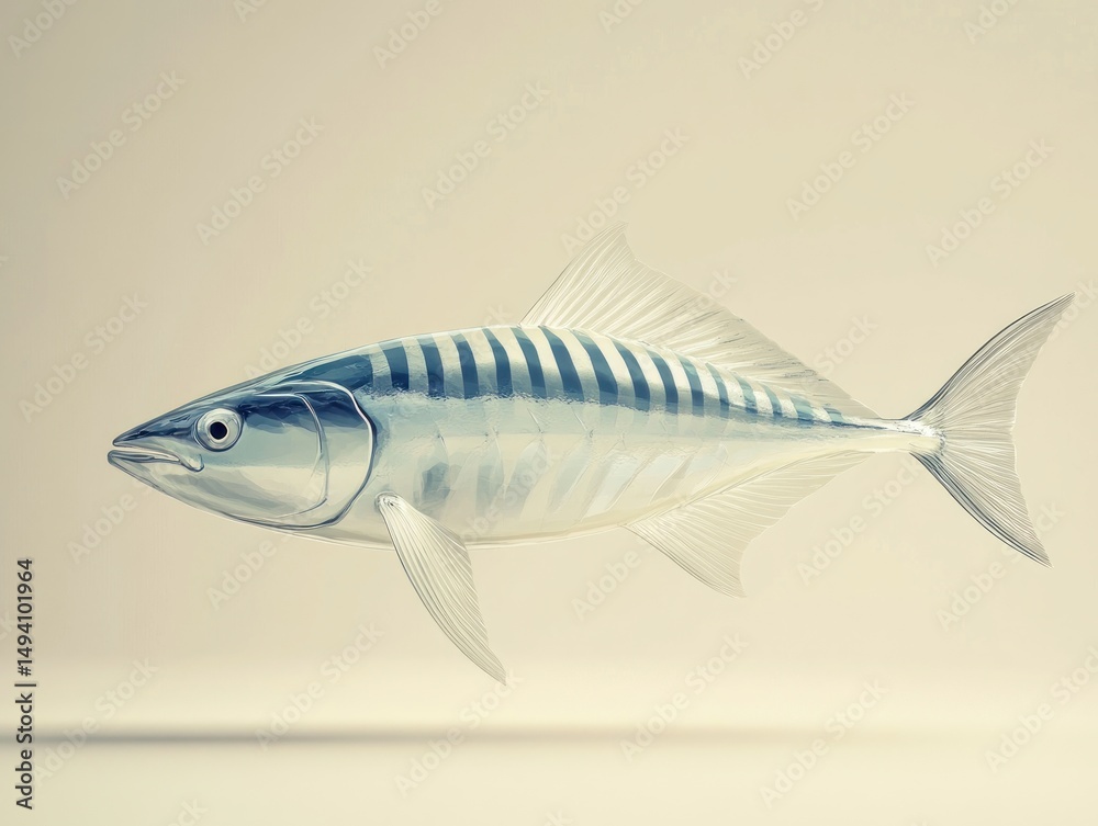Obraz premium Striped silver fish swims gracefully