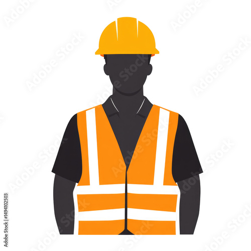 Construction Worker With Vest And Helmet Icon On isolated on a transparent background. High quality PNG, commercial use.