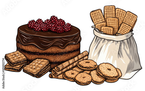 Cute Cartoon Vector Style Illustration Of An Assortment isolated on a transparent background. High quality PNG, commercial use.