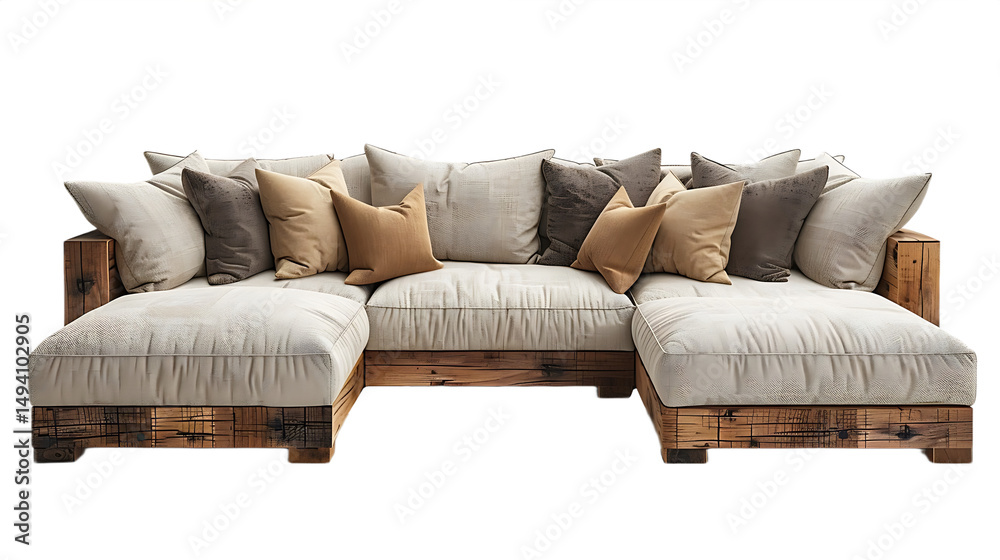 Fototapeta premium Natural wood base sectional with modern styling isolated on transparent background