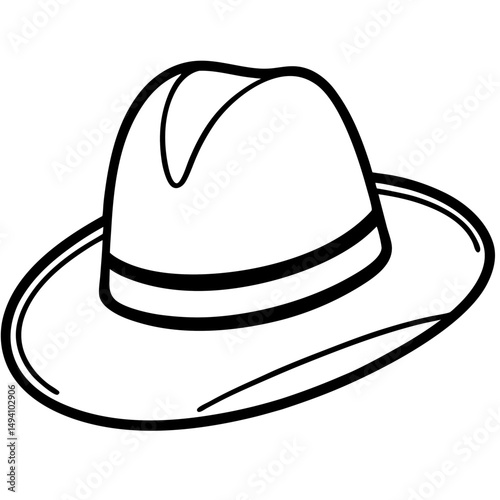 Simple Black Hat Silhouette on White Background