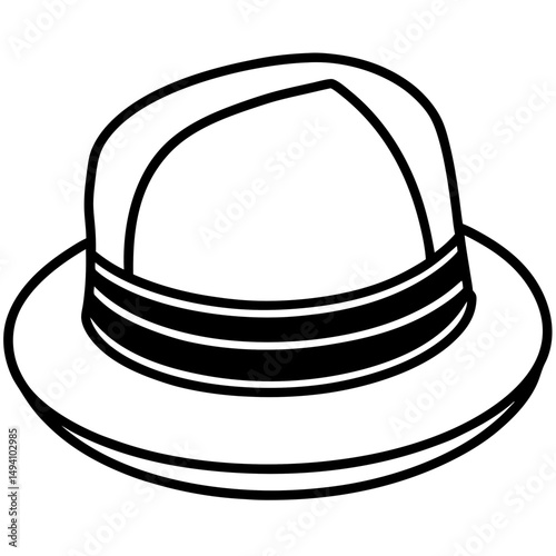 Simple Black Hat Silhouette on White Background