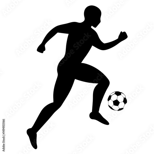 Silhouette of soccer player dribbling ball