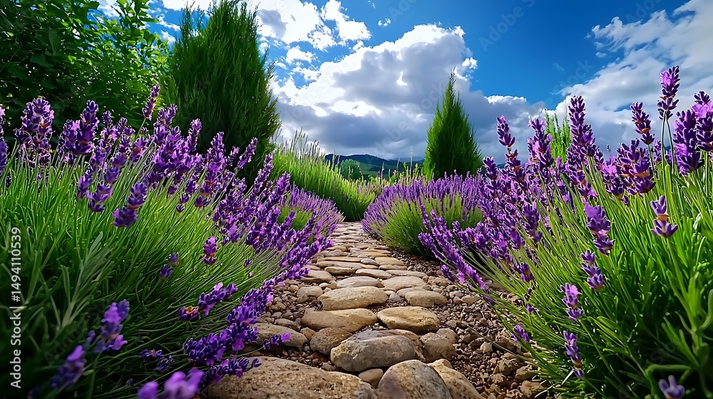 Fototapeta premium there are many purple flowers growing on the side of the road