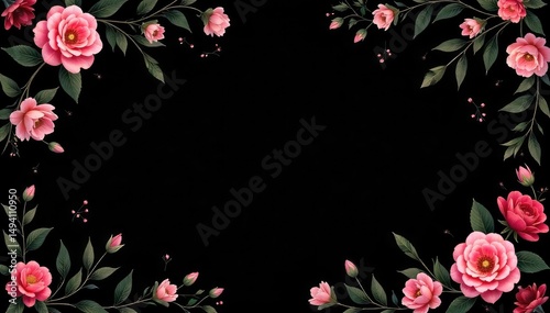 Elegant black background with delicate floral pattern Perfect for textile design, wallpaper, or invitations , sophisticated, floral design