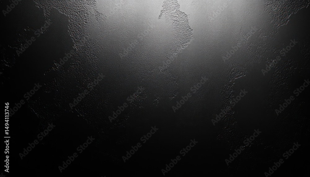 Obraz premium Close-up of a black textured surface with subtle lighting highlighting uneven, rough patches creating a moody, abstract appearance