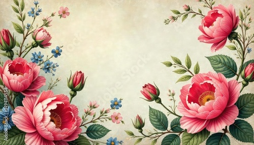 Vintage floral textile, delicate blooms and intricate design Perfect for scrapbooking, wallpaper, or fabric , fabric, delicate, elegant