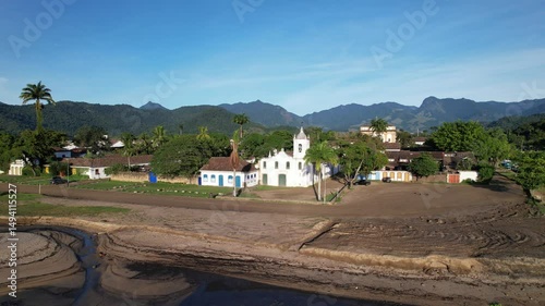 Stunning aerial view of Paraty, Rio de Janeiro, showcasing the vibrant coastal town and surrounding nature.