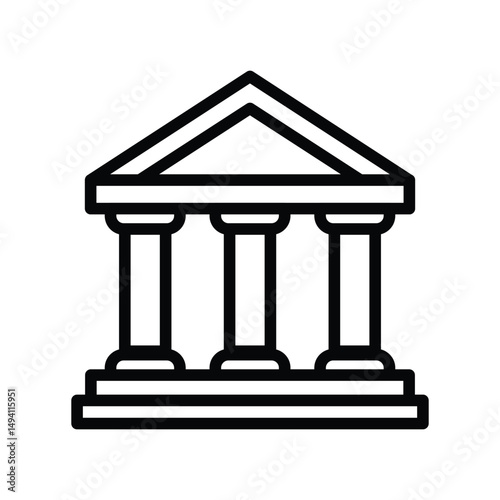 Simple line art icon depicting a classic building with columns, reminiscent of ancient Greek architecture.