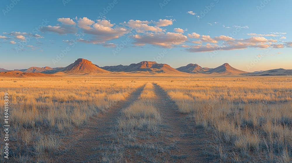 Naklejka premium Desert landscape at golden hour