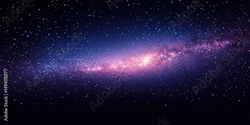 Vast galaxy glowing with clusters of stars and cosmic dust in deep space with a nebula emitting soft purple and pink hues