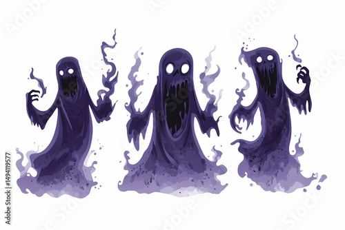 Three cartoon ghosts illustration photo