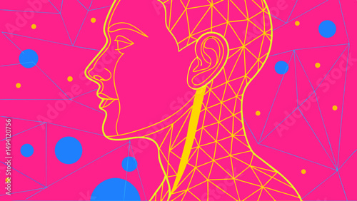 Colorful Human Neural Network Graphic Illustration