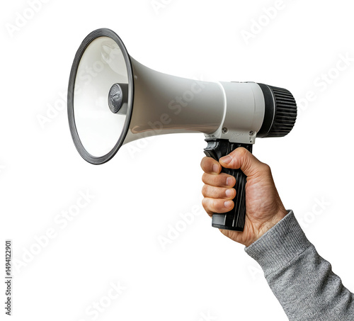 Handheld Megaphone in a Transparent Background for Effective Communication