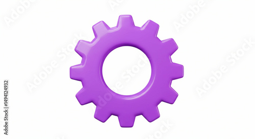 Smooth purple gear against white background