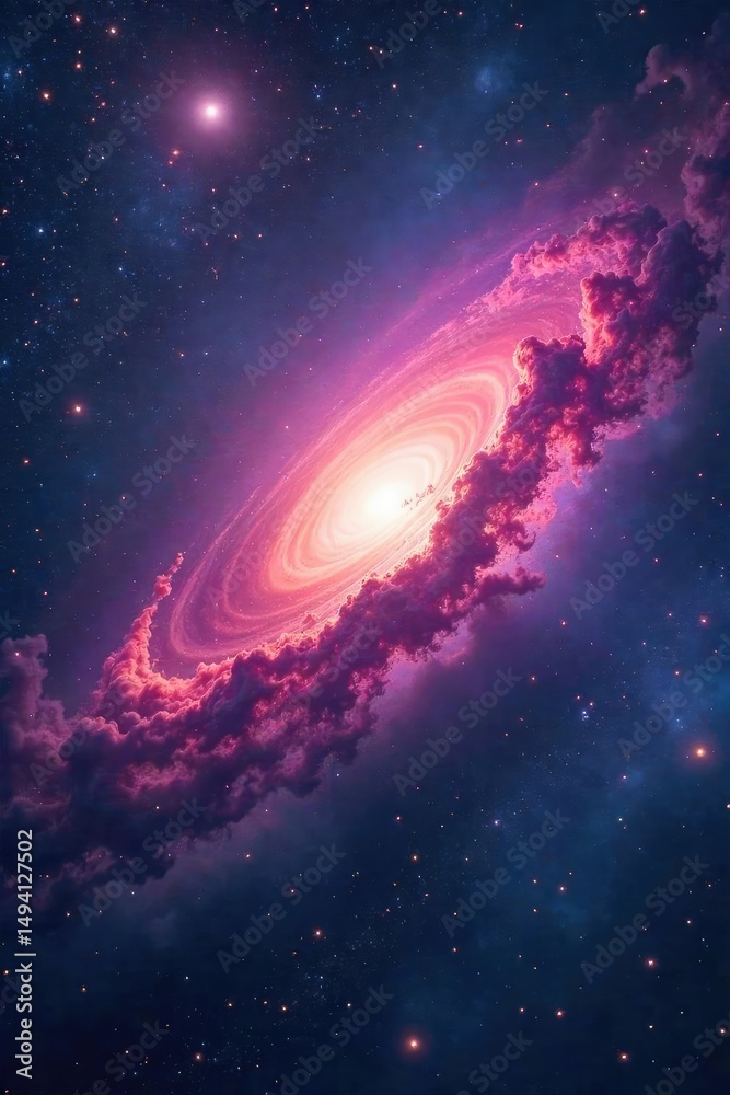 Naklejka premium Vast, swirling clouds of cosmic gas and dust, illuminated by distant stars, create an ethereal infinite nebula, a breathtaking spectacle of celestial beauty , majestic, reflection nebula