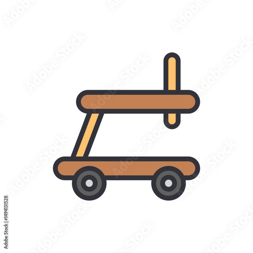 Retro Style Wooden Baby Walker Toy With Simple Design On Transparent