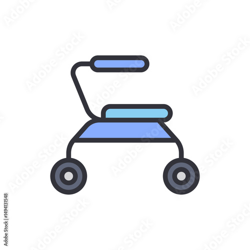 Stylized Illustration Of A Medical Walker With Transparent Background