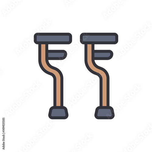 Pair Of Crutches For Physical Support And Mobility Assistance Icon