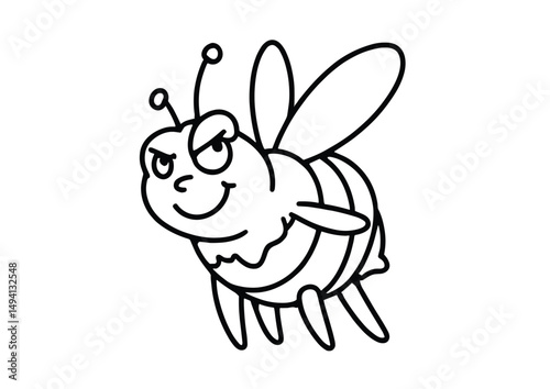 Wasp Coloring Page for Kids – A4 Black and White Printable Insect Artwork