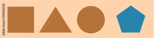 Wallpaper Mural Geometric Shapes: Rectangle, Triangle, Oval, and Blue Pentagon on Peach Background Torontodigital.ca