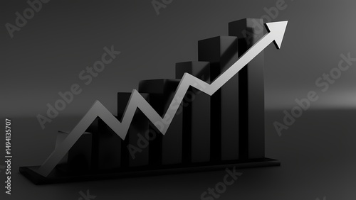 Business growth analysis rising graph trends in financial reports office environment data visualization perspective
