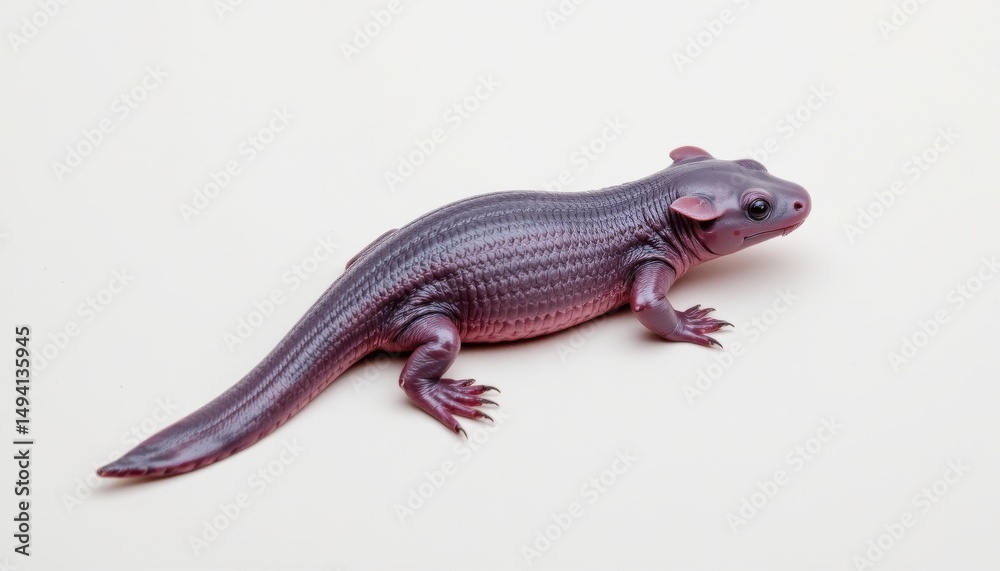 Naklejka premium Close-Up of a Colorful Purple Salamander on a Light Background Showcasing Its Unique Features