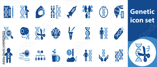 Genetic icon set, zoom, search, find, magnifier, symbol, dropped, GMO, life, microscope, medical, test, web, human, vector, molecular, illustration and more