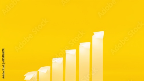 Business growth trends office environment infographic yellow background data visualization concept