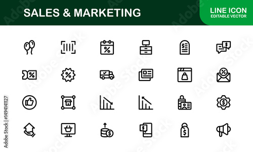 Professional Sales and Marketing Icon Collection for Digital Marketing, Business Development, Advertising Strategies, Brand Management, and Client Acquisition