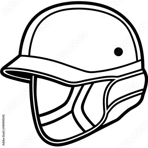Black Baseball Helmet Silhouette Vector on White Background