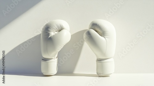 White boxing gloves stand ready