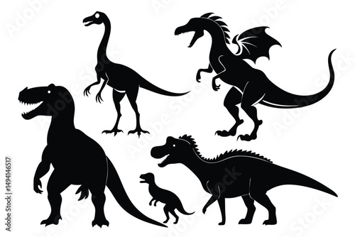 dinosaur silhouette various dinosaur shapes jurasic