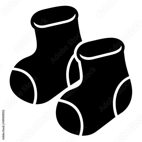 Two Simple Black and White Baby Socks Illustrated in Graphic Style
