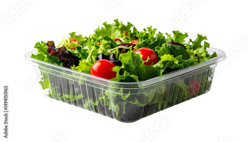 Salad in Plastic Container with Tomatoes
