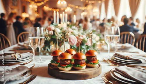 Elegant Mini Burgers at a Wedding Reception