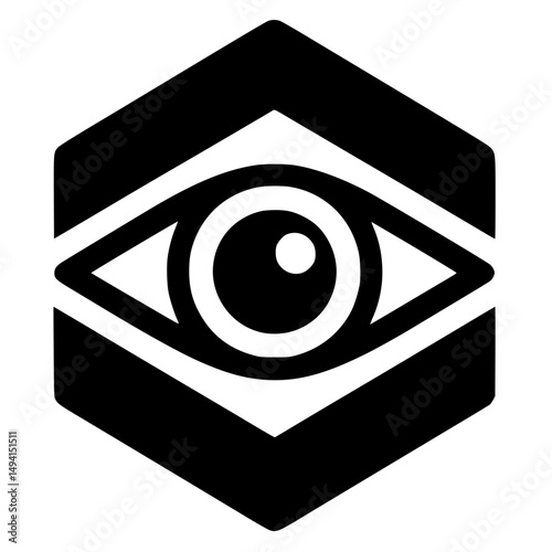One-eyed hexagon silhouette