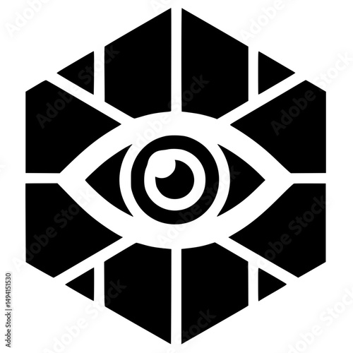 One-eyed hexagon silhouette
