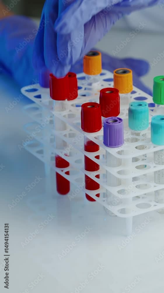 Laboratory Technician Handling Blood Sample Test Tubes, Medical Lab ...