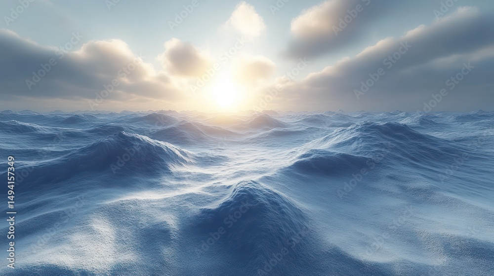 Fototapeta premium Serene Arctic Sunset: A Breathtaking Winter Landscape