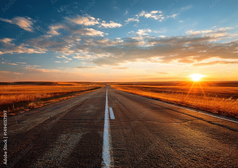 Naklejka premium Sunset Over Country Road